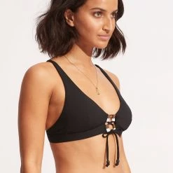 Seafolly Ladies Sun Stripe Longline Tri - Black 9 Seafolly Ladies Sun Stripe Longline Tri - Black -Seafolly shop 31396 947 Black 3