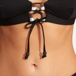 Seafolly Ladies Sun Stripe Longline Tri - Black 11 Seafolly Ladies Sun Stripe Longline Tri - Black -Seafolly shop 31396 947 Black 5