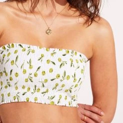 Seafolly Ladies Summer Crush Shirred Long Line Bandeau - Soft Olive -Seafolly shop 31399 035 SoftOlive 7