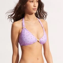 Seafolly Ladies Paradise Garden Tab Front Halter Bra - Lilac -Seafolly shop 31400 960 Lilac 4