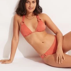 Seafolly Ladies Poolside Slide Tri - Pink Chintz