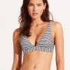 Seafolly Ladies Sorrento Stripe Triangle Bikini Top - Black -Seafolly shop 31404 027 Black 4