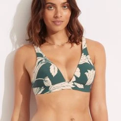 Seafolly Ladies Fleur De Bloom Longline Tri - Evergreen