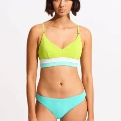 Seafolly Ladies Slice Of Splice Bralette - Lime Burst