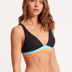 Seafolly Ladies Slice Of Splice Triangle Bikini Top - Black -Seafolly shop 31407 990 Black 3