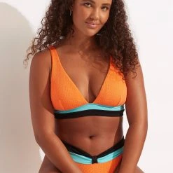 Seafolly Ladies Slice Of Splice Triangle Bikini Top - Tango
