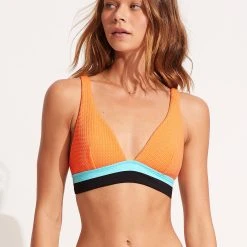 Seafolly Ladies Slice Of Splice Triangle Bikini Top - Tango 10 Seafolly Ladies Slice Of Splice Triangle Bikini Top - Tango -Seafolly shop 31407 990 Tango 3