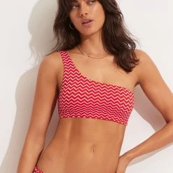 Seafolly Ladies Sienna One Shoulder Top - Chilli Red