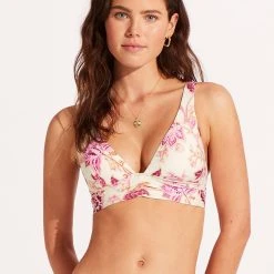 Seafolly Ladies Silk Road Triangle Bikini Top - Parfait Pink -Seafolly shop 31414 020 ParfaitPnk 4