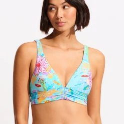 Seafolly Ladies Under The Sea Triangle Bikini Top - Blue Mist