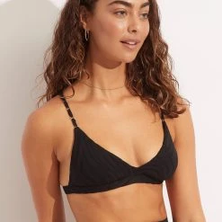 Seafolly Ladies Second Wave Fixed Tri Bra - Black