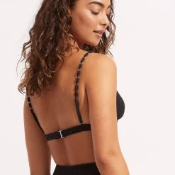 Seafolly Ladies Second Wave Fixed Tri Bra - Black 10 Seafolly Ladies Second Wave Fixed Tri Bra - Black -Seafolly shop 31415 968 Black 4