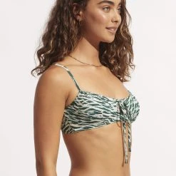 Seafolly Ladies Wild At Heart Drawstring Neck Bralette - Evergreen -Seafolly shop 31420 988 Evergreen 4