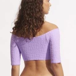 Seafolly Ladies Capri Off Shoulder Crop Top - Wild Rose -Seafolly shop 31421 987 WildRose 5