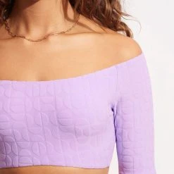 Seafolly Ladies Capri Off Shoulder Crop Top - Wild Rose -Seafolly shop 31421 987 WildRose 6