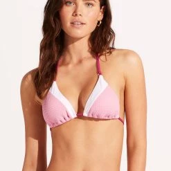 Seafolly Ladies Slice Of Splice Triangle Bikini Top - Parfait Pink