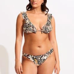 Seafolly Ladies Take Flight Longline Slide Tri With Frill - Mandarin