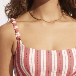 Seafolly Ladies Cabana Gathered Strap Bralette - Sunkissed Coral -Seafolly shop 31434 001 SunKisdCrl 7