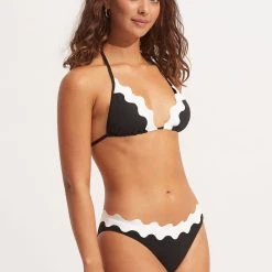 Seafolly Ladies Gia Ric Rac Longline Slide Tri - Black -Seafolly shop 31437 717 Black 5