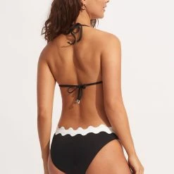 Seafolly Ladies Gia Ric Rac Longline Slide Tri - Black -Seafolly shop 31437 717 Black 6