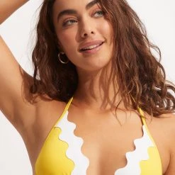 Seafolly Ladies Gia Ric Rac Longline Slide Tri - Citron -Seafolly shop 31437 717 Citron 7