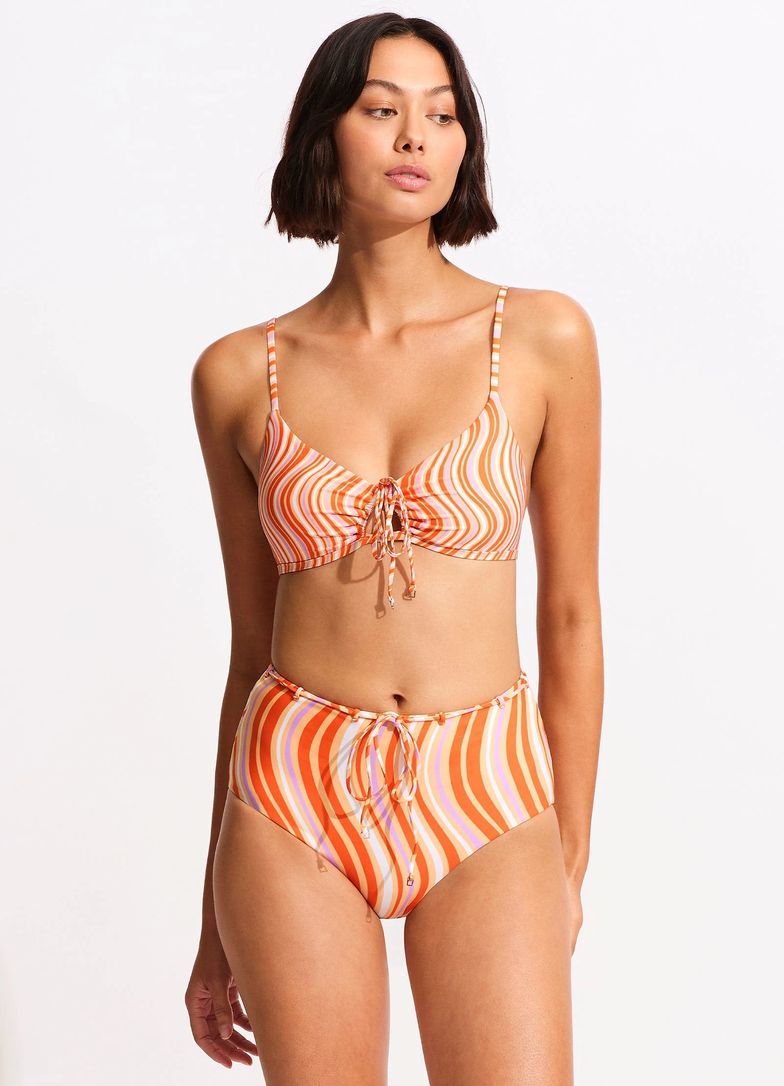 Seafolly Ladies Mod Squad Drawstring Keyhole Bralette - Mandarin 3 Seafolly Ladies Mod Squad Drawstring Keyhole Bralette - Mandarin