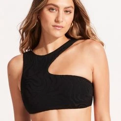 Seafolly Ladies Second Wave Assymetrical Tank - Black