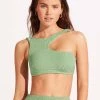 Seafolly Ladies Second Wave Assymetrical Tank - Palm Green -Seafolly shop 31453 968 PalmGreen 4