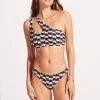 Seafolly Ladies Modern Take One Shoulder Cut Out Bralette Bikini Top - Black -Seafolly shop 31454 021 Black 3