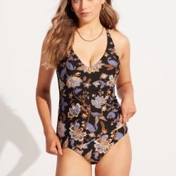 Seafolly Ladies Silk Road DD Tankini Top - Black