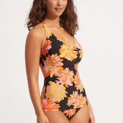 Seafolly Ladies Palm Springs DD Tankini Top - Black -Seafolly shop 31456DD703 Black 5