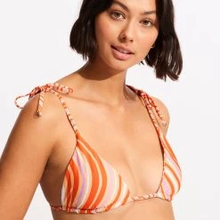 Seafolly Ladies Mod Squad Reversible Slide Tri - Mandarin -Seafolly shop 31457 050 Mandarin 7