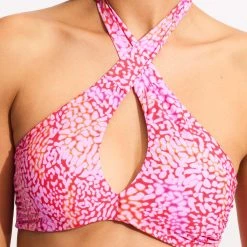 Seafolly Ladies Sea Skin Cross Front Bra Bikini Top - Fuchsia Rose -Seafolly shop 31458 064 FuchsiaRos 7