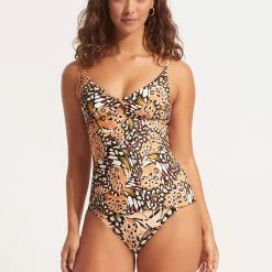 Seafolly Ladies Take Flight Twist Front Tankini Top - Mandarin