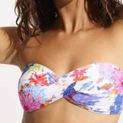 Seafolly Ladies Under The Sea Twist Bandeau Bikini Top - White -Seafolly shop 33261 061 White 7