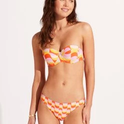 Seafolly Ladies Modern Take Hipster Bikini Bottom - Mandarin