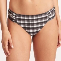 Seafolly Ladies Portofino Ruched Side Retro Pant - Black 10 Seafolly Ladies Portofino Ruched Side Retro Pant - Black -Seafolly shop 40145 939 Black 2