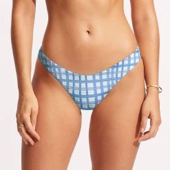 Seafolly Ladies Amalfi Check High Cut Pant - Amalfi Blue -Seafolly shop 40305 951 AmalfiBlue 3