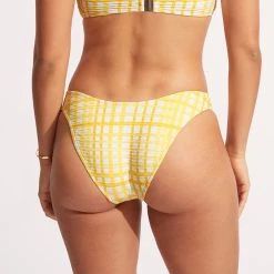 Seafolly Ladies Amalfi Check High Cut Pant - Lime Light -Seafolly shop 40305 951 Limelight 4