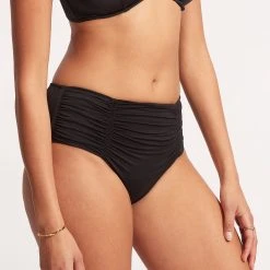 Seafolly Ladies Seafolly Collective Gathered Front Retro Pant - Black 12 Seafolly Ladies Seafolly Collective Gathered Front Retro Pant - Black -Seafolly shop 40343 942 Black 4