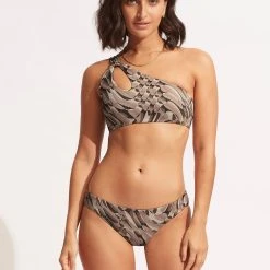 Seafolly Ladies Poolside Reversible Hipster - Sepia