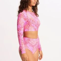 Seafolly Ladies Sea Skin High Waisted Bikini Bottom - Fuchsia Rose 9 Seafolly Ladies Sea Skin High Waisted Bikini Bottom - Fuchsia Rose -Seafolly shop 40558 064 FuchsiaRos 5