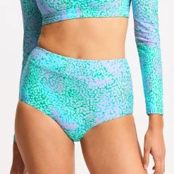 Seafolly Ladies Sea Skin High Waisted Bikini Bottom - Vivid Green -Seafolly shop 40558 064 VividGreen 3