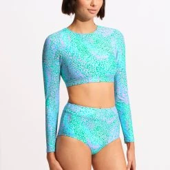 Seafolly Ladies Sea Skin High Waisted Bikini Bottom - Vivid Green -Seafolly shop 40558 064 VividGreen 5