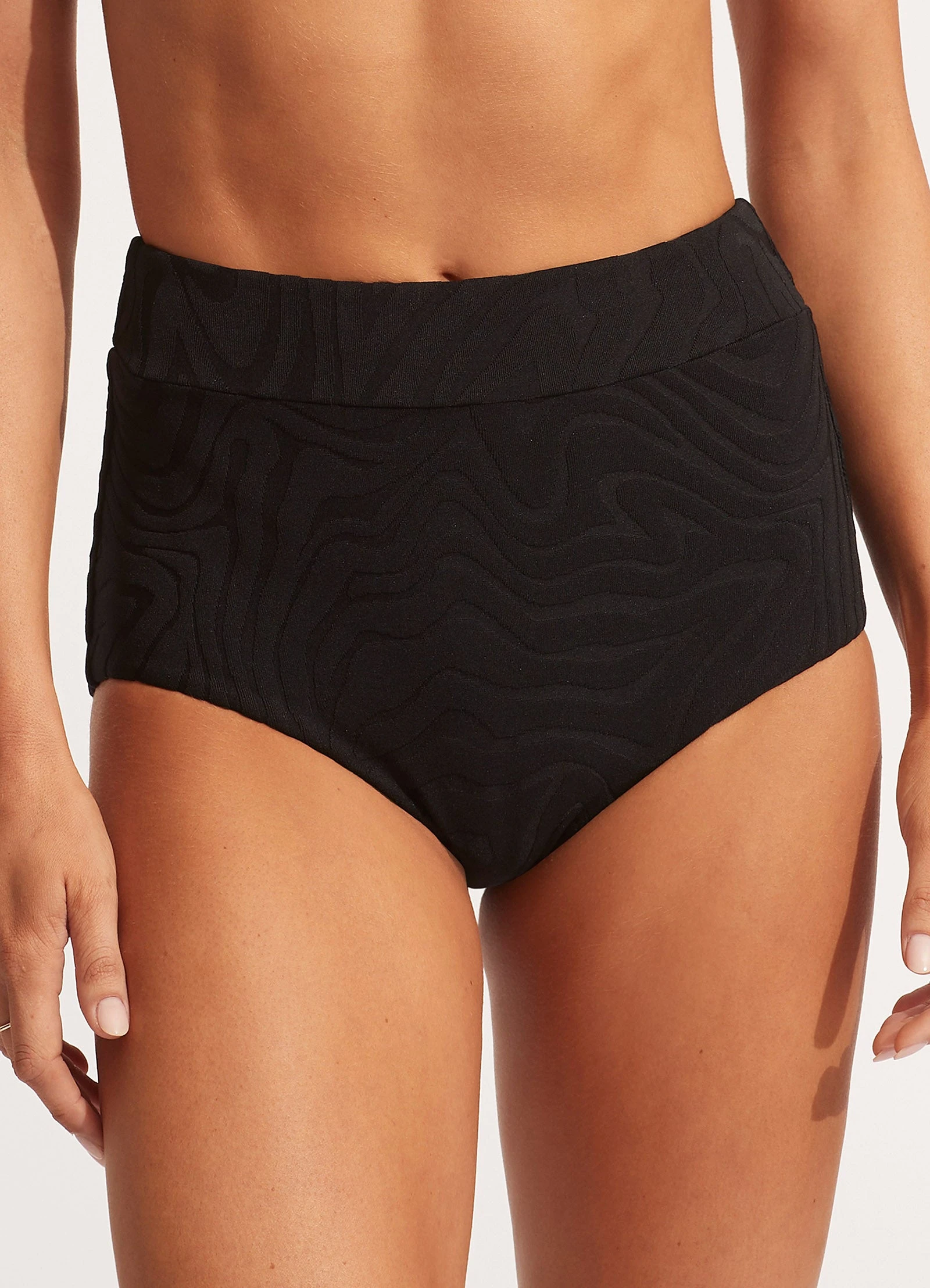 Seafolly Ladies Second Wave High Waisted Pant - Black 4 Seafolly Ladies Second Wave High Waisted Pant - Black - Image 2