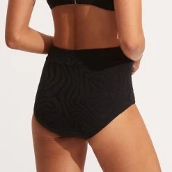 Seafolly Ladies Second Wave High Waisted Pant - Black 13 Seafolly Ladies Second Wave High Waisted Pant - Black -Seafolly shop 40558 968 Black 5