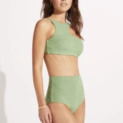 Seafolly Ladies Second Wave High Waisted Pant - Palm Green -Seafolly shop 40558 968 PalmGreen 5