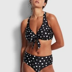 Seafolly Ladies Soft Spot Wide Side Retro - Black