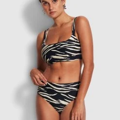 Seafolly Ladies Skin DeepWide Side Retro Pant - Black