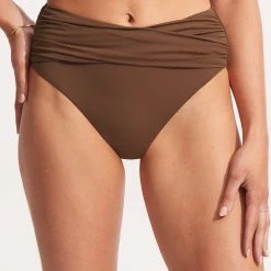 Seafolly Ladies Seafolly Collective High Waist Wrap Front Pant - Tiramisu 9 Seafolly Ladies Seafolly Collective High Waist Wrap Front Pant - Tiramisu -Seafolly shop 40643 942 Tiramisu 2